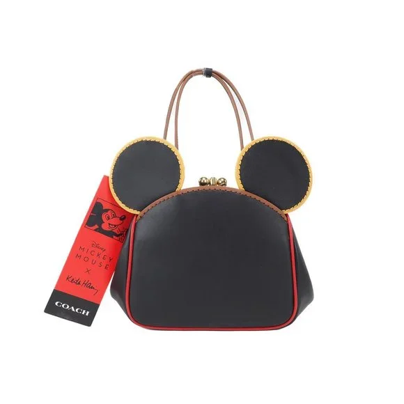 NWT Coach Mickey Mouse X Keith Haring Small Leather Kisslock Crossbody Bag NEW - Picture 1 of 11
